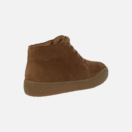 PEU TERRENO men's lace-up ankle boots in brown suede