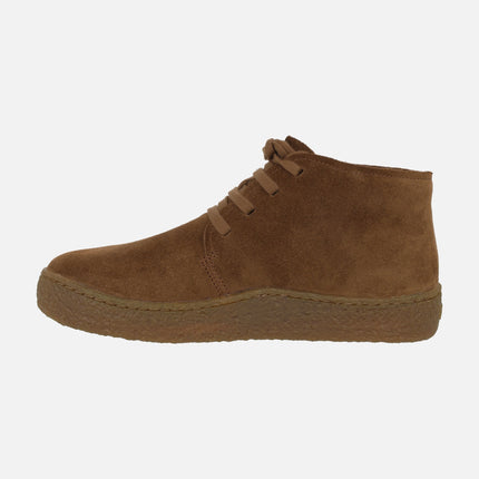 PEU TERRENO men's lace-up ankle boots in brown suede