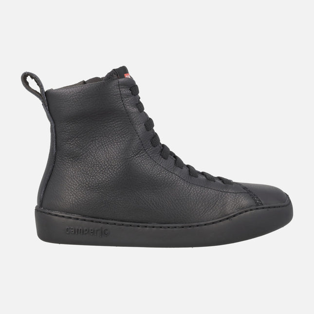 Black leather high-top sneakers for women PEU TOURING