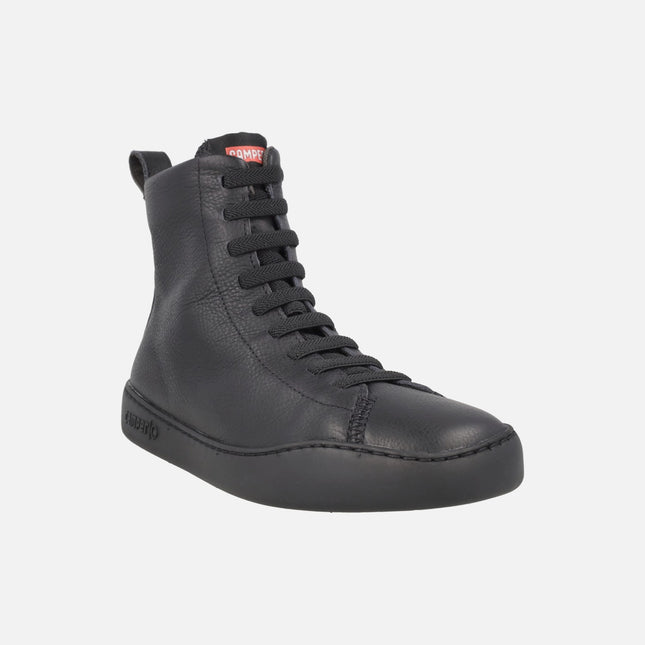 Black leather high-top sneakers for women PEU TOURING