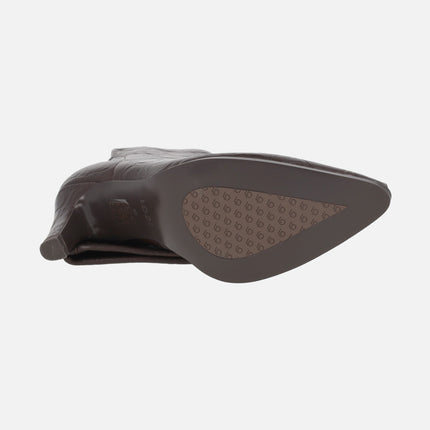 A-OSIRIS high brown boots in elastic fabric with printed leather effect