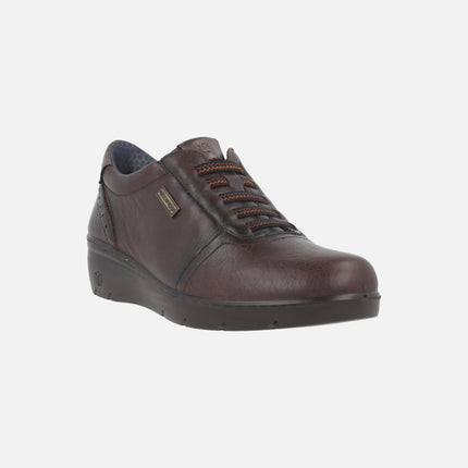 Brown leather sneakers with elastics and Waterproof membrane
