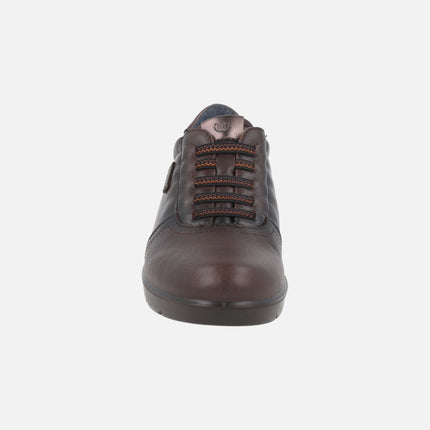 Brown leather sneakers with elastics and Waterproof membrane