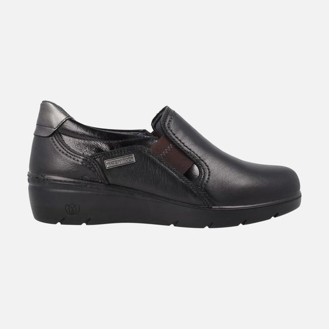 Zapatos confort de piel con elásticos y membrana Waterproof