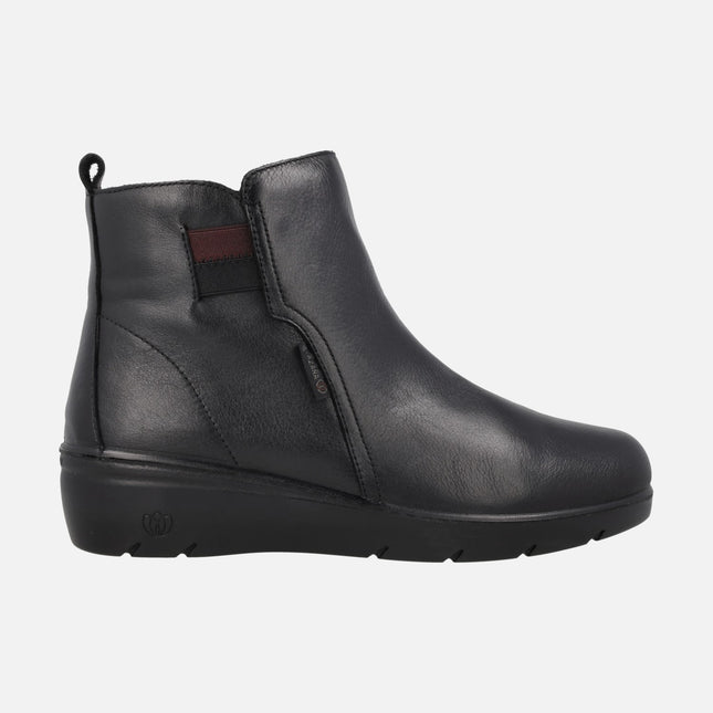 Comfort leather ankle boots with bicolor elastics