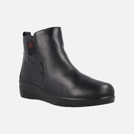 Comfort leather ankle boots with bicolor elastics