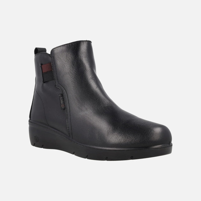 Comfort leather ankle boots with bicolor elastics