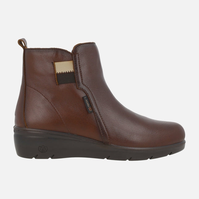 Botines confort de piel con elástico bicolor