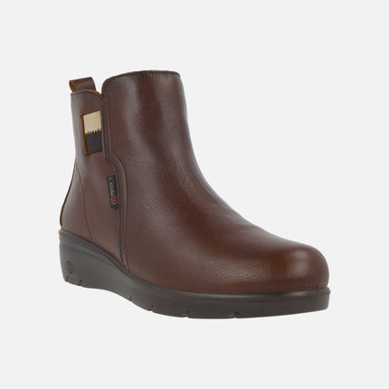 Comfort leather ankle boots with bicolor elastics