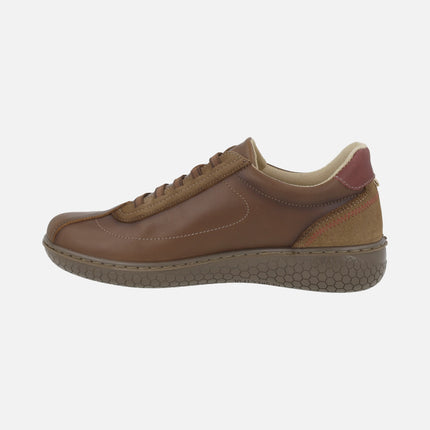 Zapatos deportivos confort para mujer en piel marrón con cierre de elásticos