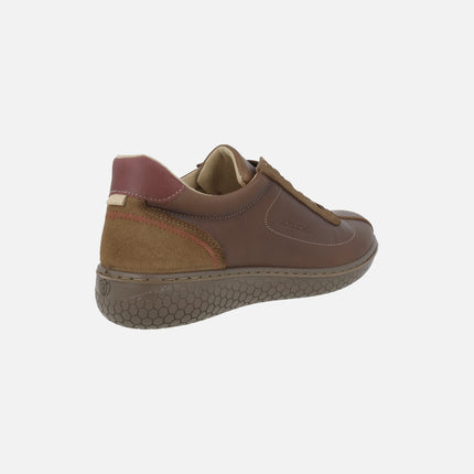 Zapatos deportivos confort para mujer en piel marrón con cierre de elásticos