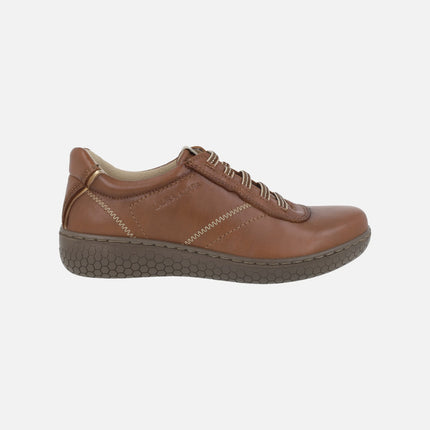 Zapatos deportivos de piel para mujer en color cuero con elásticos