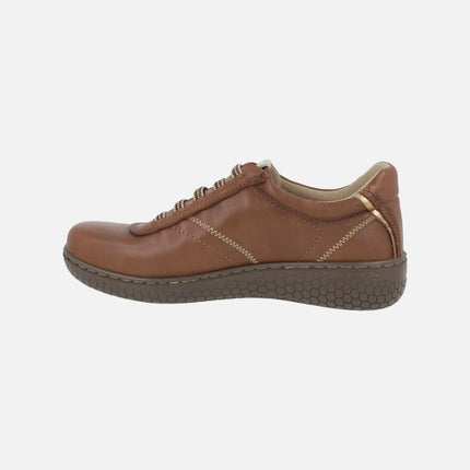 Zapatos deportivos de piel para mujer en color cuero con elásticos