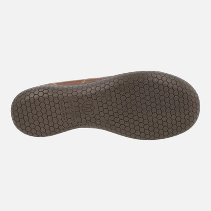 Zapatos deportivos de piel para mujer en color cuero con elásticos
