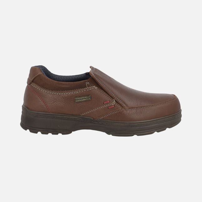 Mocasines marrones de piel para hombre con membrana Waterproof