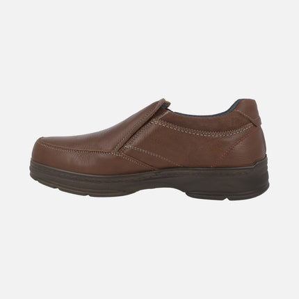 Brown leather loafers for men with Waterproof membrane