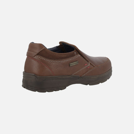 Brown leather loafers for men with Waterproof membrane