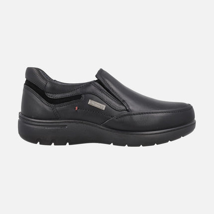 Mocasines negros de piel para hombre con membrana Waterproof