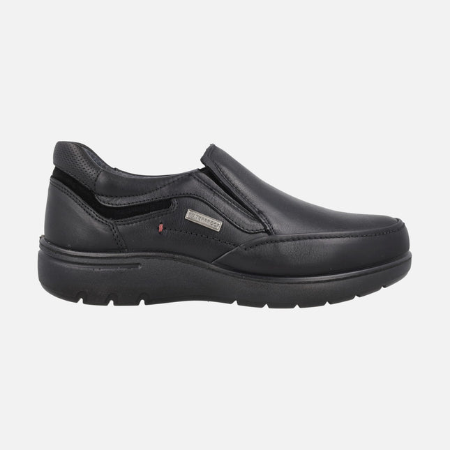 Mocasines negros de piel para hombre con membrana Waterproof