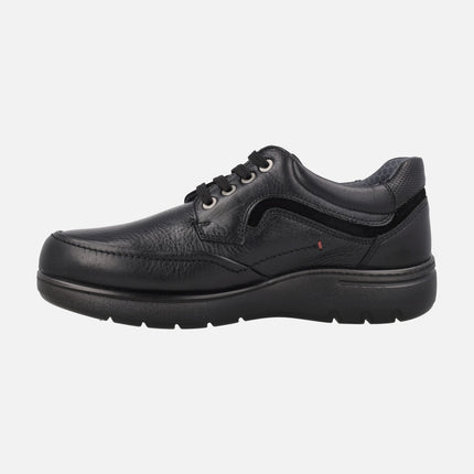 Black leather shoes for men with waterproof membrane