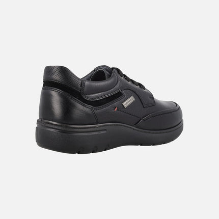 Black leather shoes for men with waterproof membrane