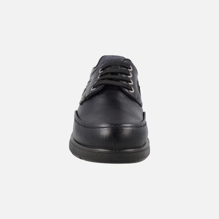 Black leather shoes for men with waterproof membrane