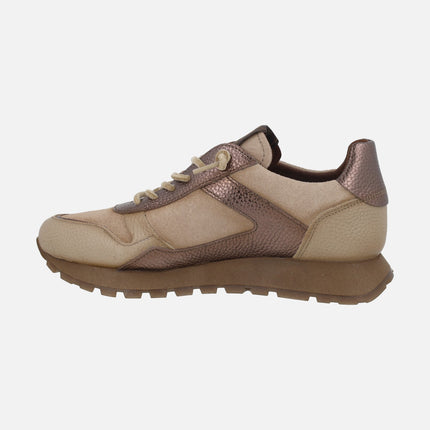 Zapatillas deportivas combinadas en piel y serraje Oregon