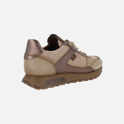 Zapatillas deportivas combinadas en piel y serraje Oregon