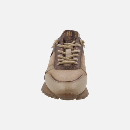 Zapatillas deportivas combinadas en piel y serraje Oregon