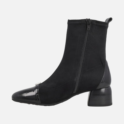 Varsovia Low-heeled ankle boots with elastic leg in black combination 