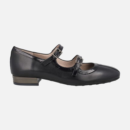 Bailarinas Oslo negras con doble pulsera al empeine