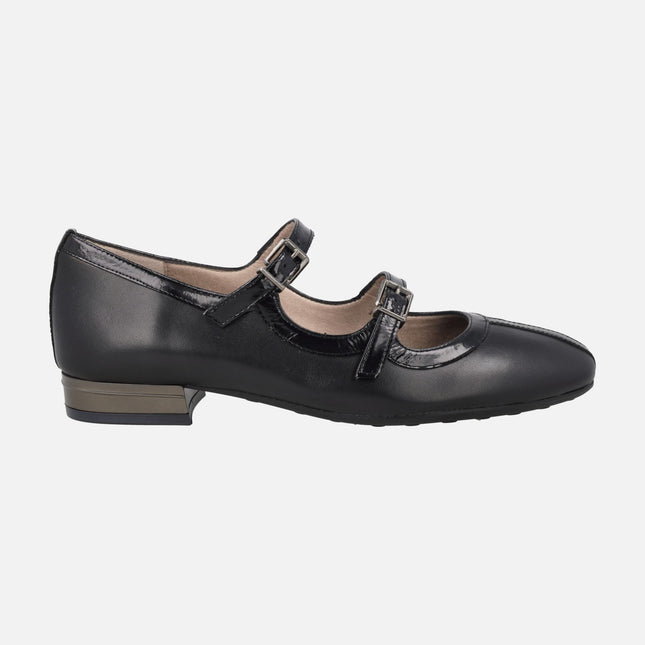 Bailarinas Oslo negras con doble pulsera al empeine