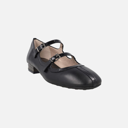Bailarinas Oslo negras con doble pulsera al empeine