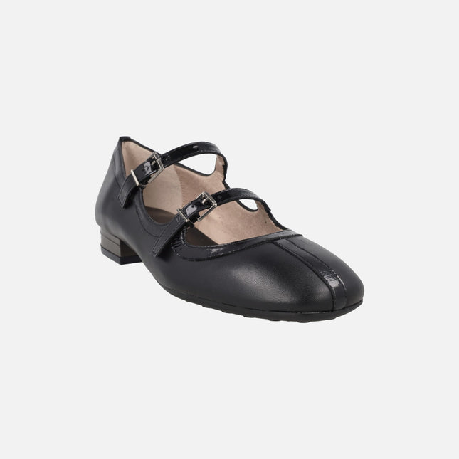 Bailarinas Oslo negras con doble pulsera al empeine