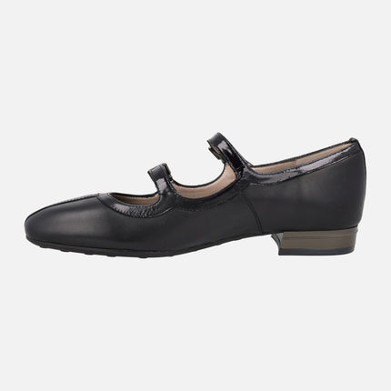 Bailarinas Oslo negras con doble pulsera al empeine