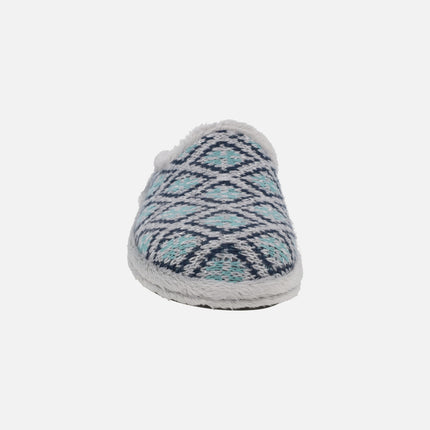 Zapatillas de casa descalzas para mujer en combinado gris y azul