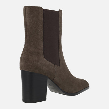 Chelsea style heeled ankle boots in taupe suede AFT MARILYN