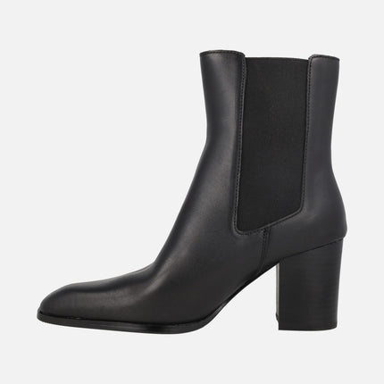 Chelsea style heeled ankle boots in black leather AFT MARILYN