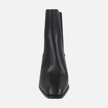 Chelsea style heeled ankle boots in black leather AFT MARILYN