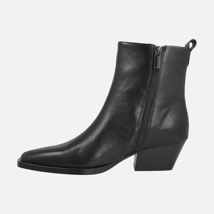 Black leather ankle boots for women AFT JERSEY