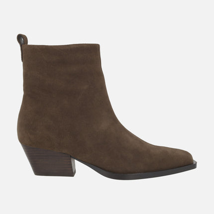Brown suede leather ankle boots for women AFT JERSEY