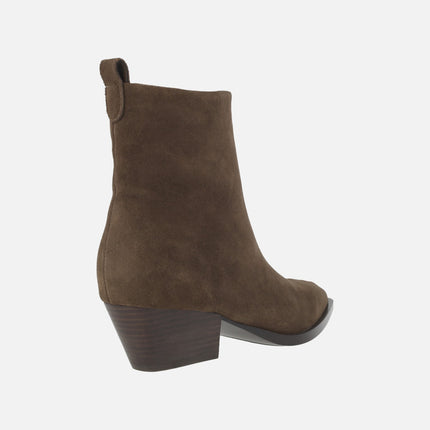 Brown suede leather ankle boots for women AFT JERSEY