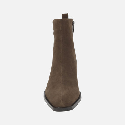 Brown suede leather ankle boots for women AFT JERSEY