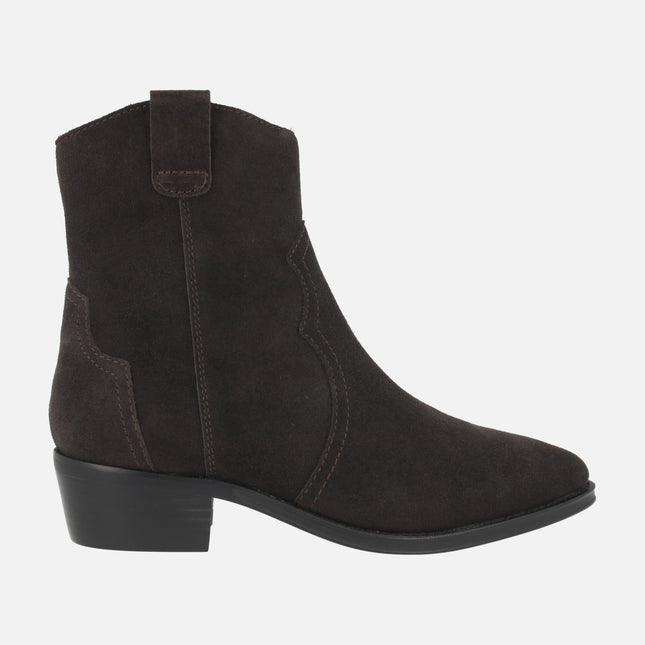 Botines estilo cowboy en piel serraje con tacones bajos AFT CECILE