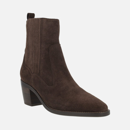 AFT Nevada women's heeled ankle boots in brown suede