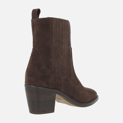 AFT Nevada women's heeled ankle boots in brown suede