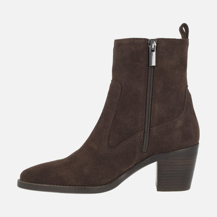 AFT Nevada women's heeled ankle boots in brown suede
