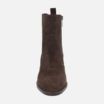 AFT Nevada women's heeled ankle boots in brown suede