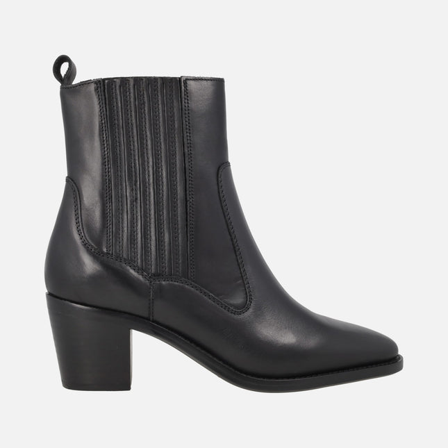 Botines de tacón para mujer AFT Nevada en piel negra