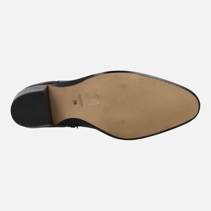 Botines de tacón para mujer AFT Nevada en piel negra
